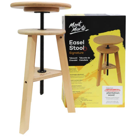 Mont Marte Beechwood Easel Stool with Adjustable Swivel Seat for Artists - Retail Maharaj