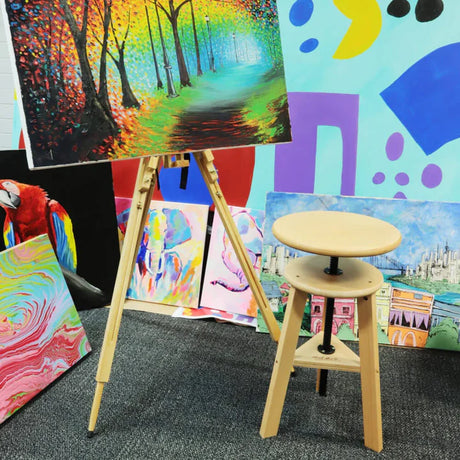 Mont Marte Beechwood Easel Stool with Adjustable Swivel Seat for Artists - Retail Maharaj