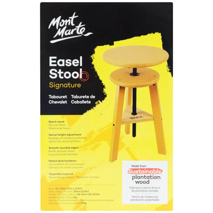 Mont Marte Beechwood Easel Stool with Adjustable Swivel Seat for Artists - Retail Maharaj