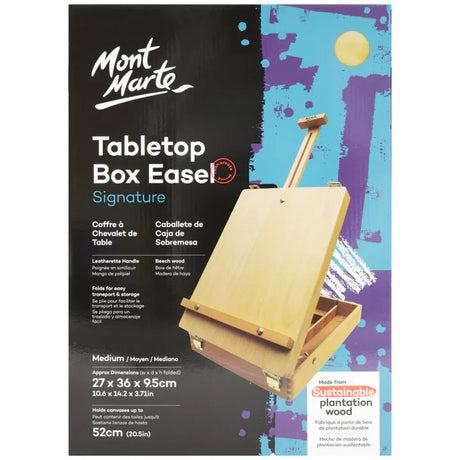 Mont Marte Tabletop Box Easel Signature Medium for Portable Painting and Art Storage - Retail Maharaj