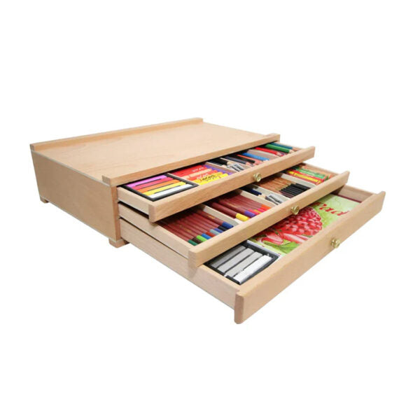 Mont Marte Signature Pastel Storage Box Beechwood Art Organizer - Retail Maharaj