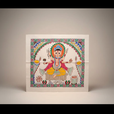Handmade Madhubani Painting – Ganeshji | Mithila Art Traditional Indian Folk Wall Decor - Retail Maharaj