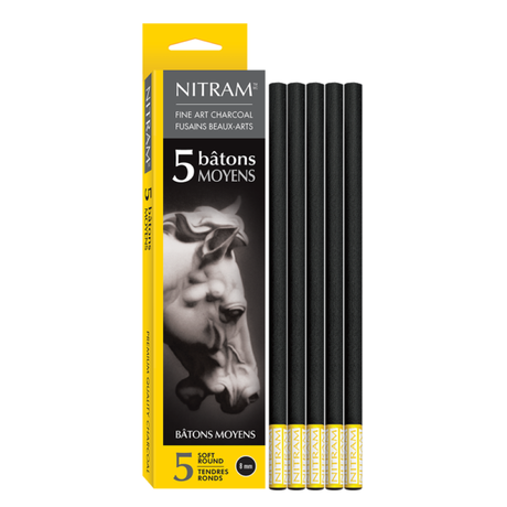 Nitram Bâtons Moyens Extra Soft Charcoal - Retail Maharaj