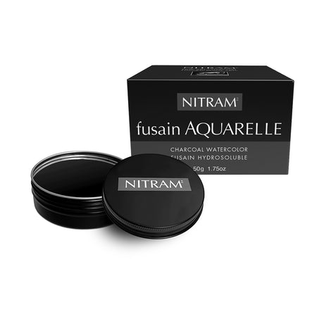 Nitram Fusain Aquarelle Charcoal Watercolour 50g Tin for Artistic Washes and Fine Linework - Retail Maharaj