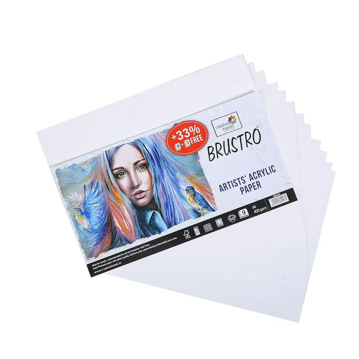 Brustro A4 Acrylic Painting Paper 400 GSM Pack of 12 Sheets - Retail Maharaj