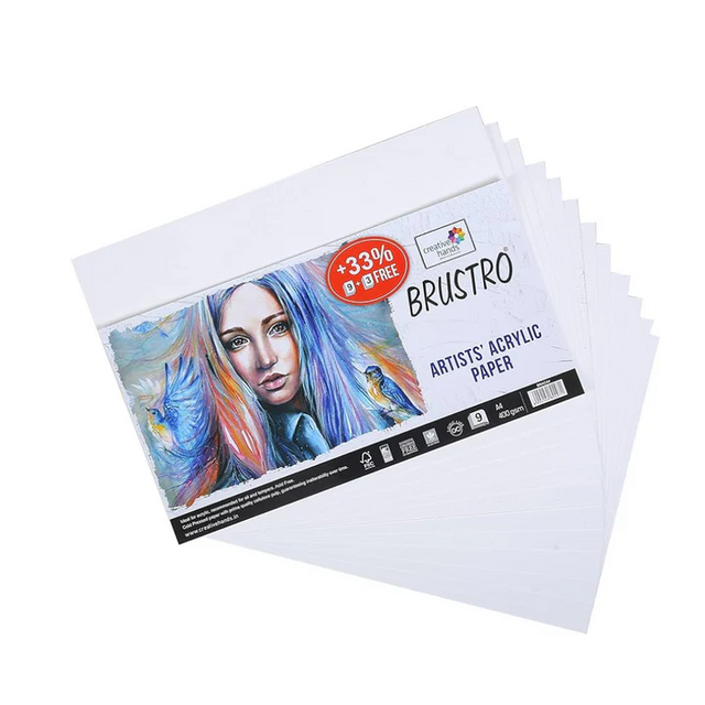 Brustro A4 Acrylic Painting Paper 400 GSM Pack of 12 Sheets - Retail Maharaj