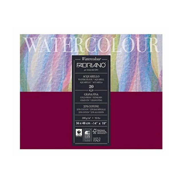 Fabriano Studio Cold Press Watercolour Paper Block 30 x 40 cm 200 GSM - Retail Maharaj