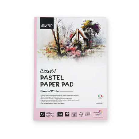 Brustro A4 Artists Pastel Paper Pad 160 GSM 24 Sheets White - Retail Maharaj