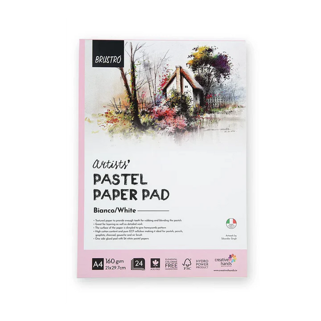 Brustro A4 Artists Pastel Paper Pad 160 GSM 24 Sheets White - Retail Maharaj