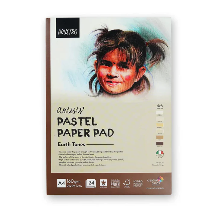 Brustro A4 Artists Pastel Paper Pad 160 GSM 24 Sheets Earth Tones - Retail Maharaj