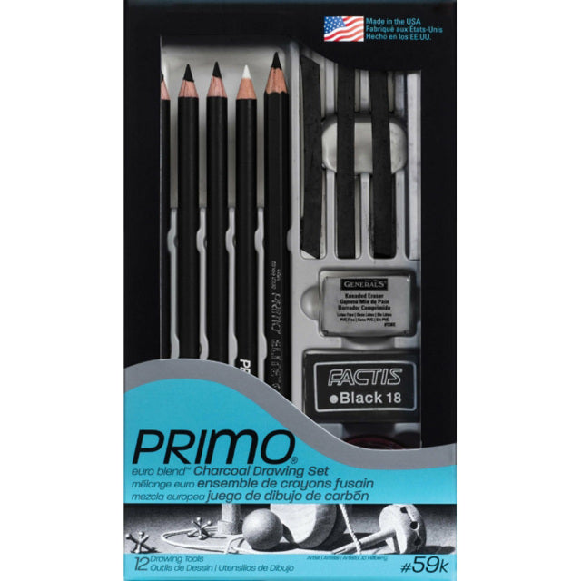 General’s Primo Euro Blend Charcoal Drawing Set – Complete Artist Kit - Retail Maharaj