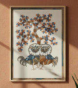 Authentic Gond Painting – Pair & Life Tree Handmade Tribal Folk Art (11 × 15 Inch)
