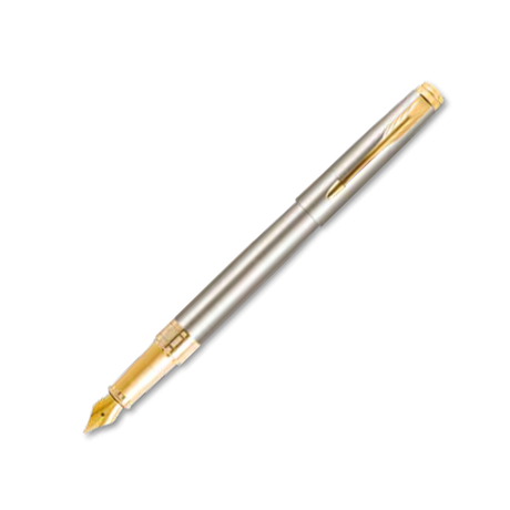 Parker Aster Brushed Metal Gold Trim Medium Fountain Pen - Retail Maharaj