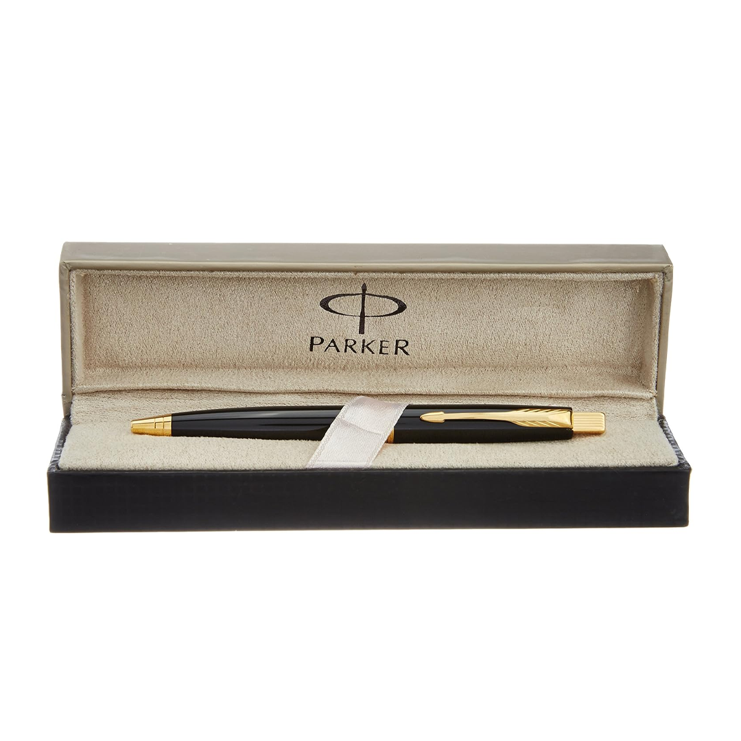 Parker Aster Lacque Black Gold Trim Ballpoint Pen - Retail Maharaj