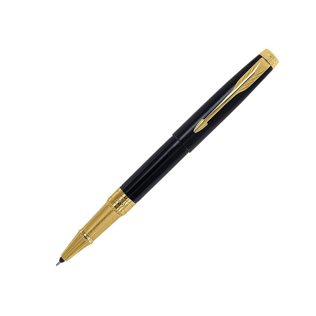 Parker Aster Lacque Black Gold Trim Rollerball Pen - Retail Maharaj