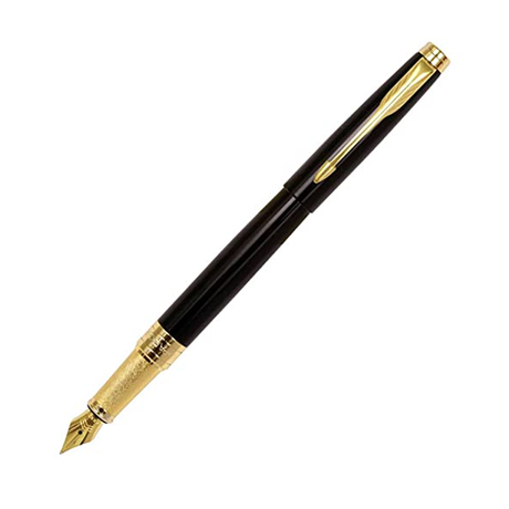 Parker Aster Lacque Black Gold Trim Fountain Pen - Retail Maharaj