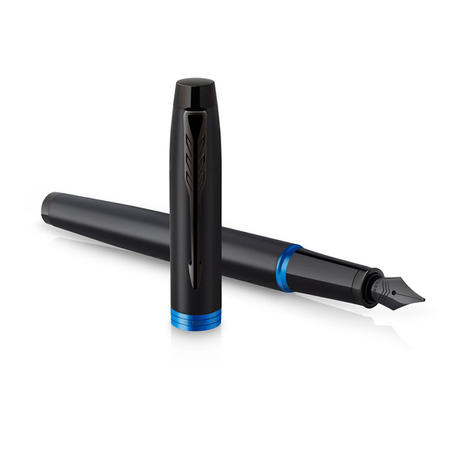 Parker IM Professional Marine Blue Black Trim Medium Fountain Pen - Retail Maharaj