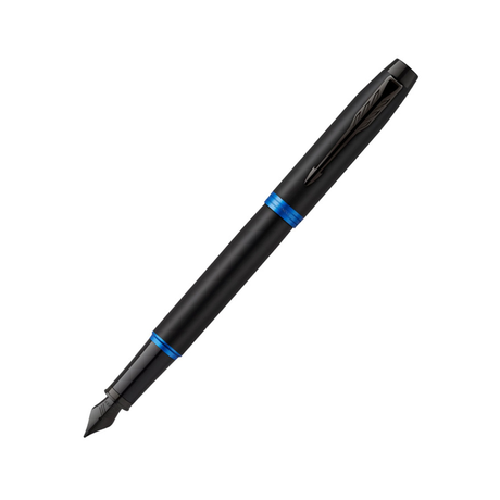 Parker IM Professional Marine Blue Black Trim Medium Fountain Pen - Retail Maharaj