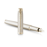 Parker IM Professional Monochrome Champagne Trim Medium Fountain Pen - Retail Maharaj