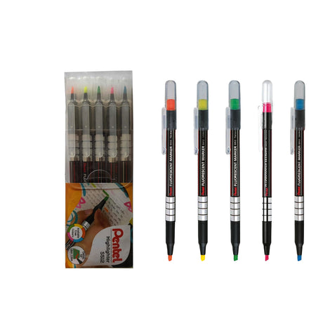 Pentel Fluorescent Highlighter Pens Chisel Tip Set - Retail Maharaj