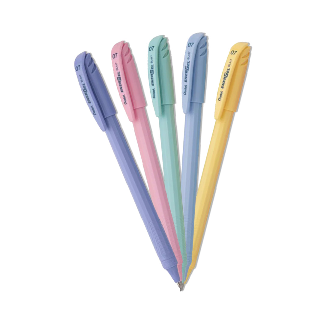 Pentel EnerGel BL417 Pastel Body Gel Pen Smooth Writing Set of 5 - Retail Maharaj