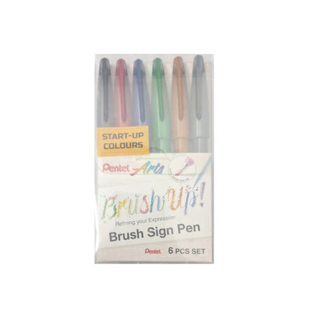 Pentel Brush Sign Pens Set of 6 – Start-Up Colours - Retail Maharaj