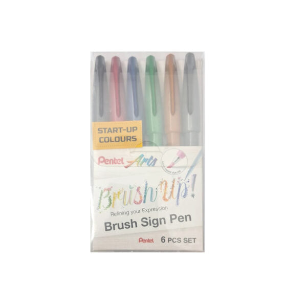 Pentel Brush Sign Pens Set of 6 – Start-Up Colours - Retail Maharaj