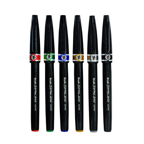 Pentel Brush Sign Pen Artist – Set of 6 - Retail Maharaj