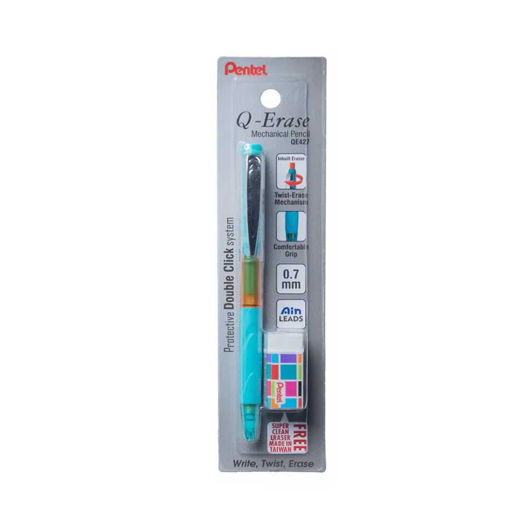 Pentel Q Erase QE427 Mechanical Pencil 0.7mm with Twist Eraser and Soft Grip - Retail Maharaj