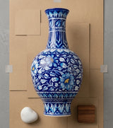 Persian Cobalt Hand-Painted Jaipur Blue Pottery Heritage Vase (18 Inch)