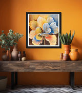 Petal Radiance Original Acrylic Canvas Painting by Rakhi Mukherjee (14 × 14 Inch)