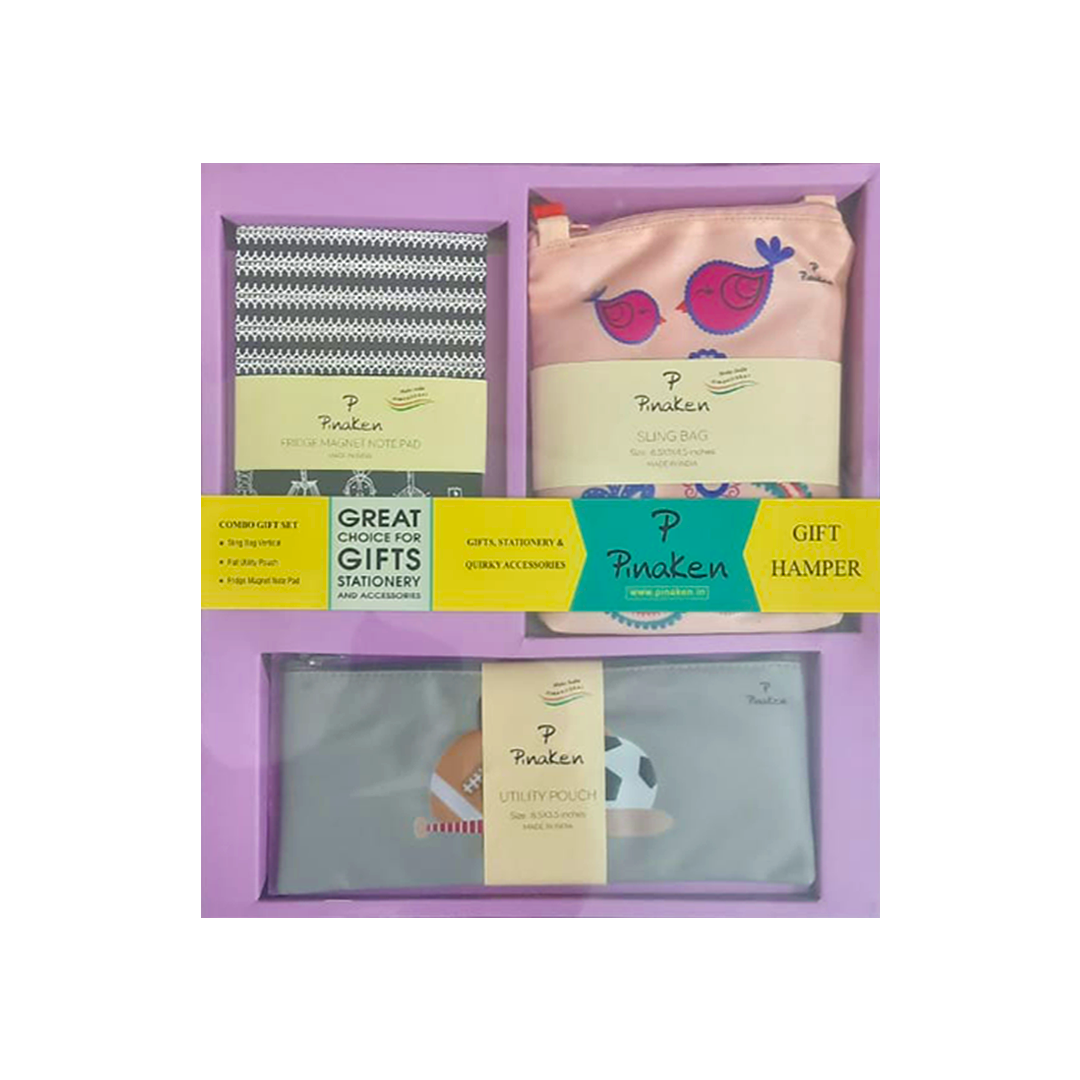 Pinaken Gift Hamper Set Combo with Sling Bag Utility Pouch and Magnet Notepad - Retail Maharaj