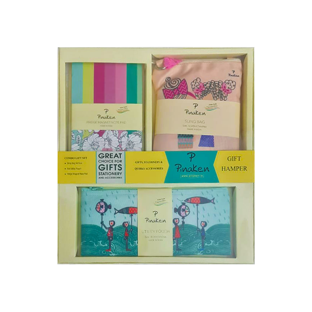Pinaken Gift Hamper Set Combo with Sling Bag Utility Pouch and Magnet Notepad - Retail Maharaj