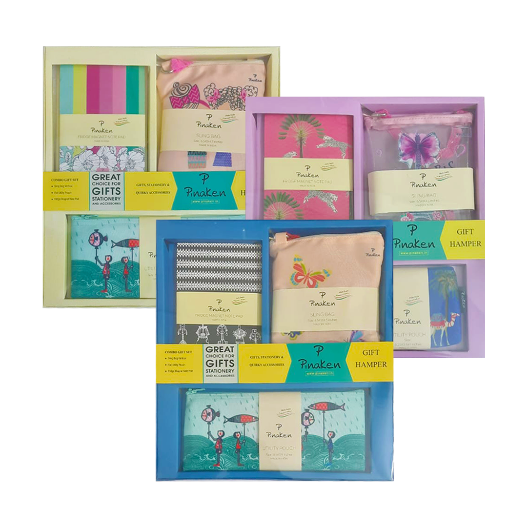 Pinaken Gift Hamper Set Combo with Sling Bag Utility Pouch and Magnet Notepad - Retail Maharaj