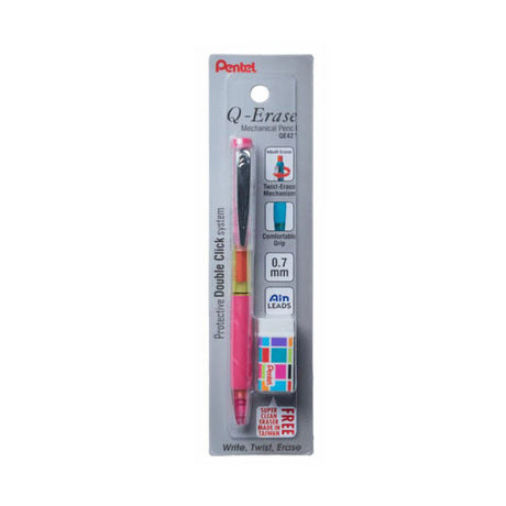 Pentel Q Erase QE427 Mechanical Pencil 0.7mm with Twist Eraser and Soft Grip - Retail Maharaj
