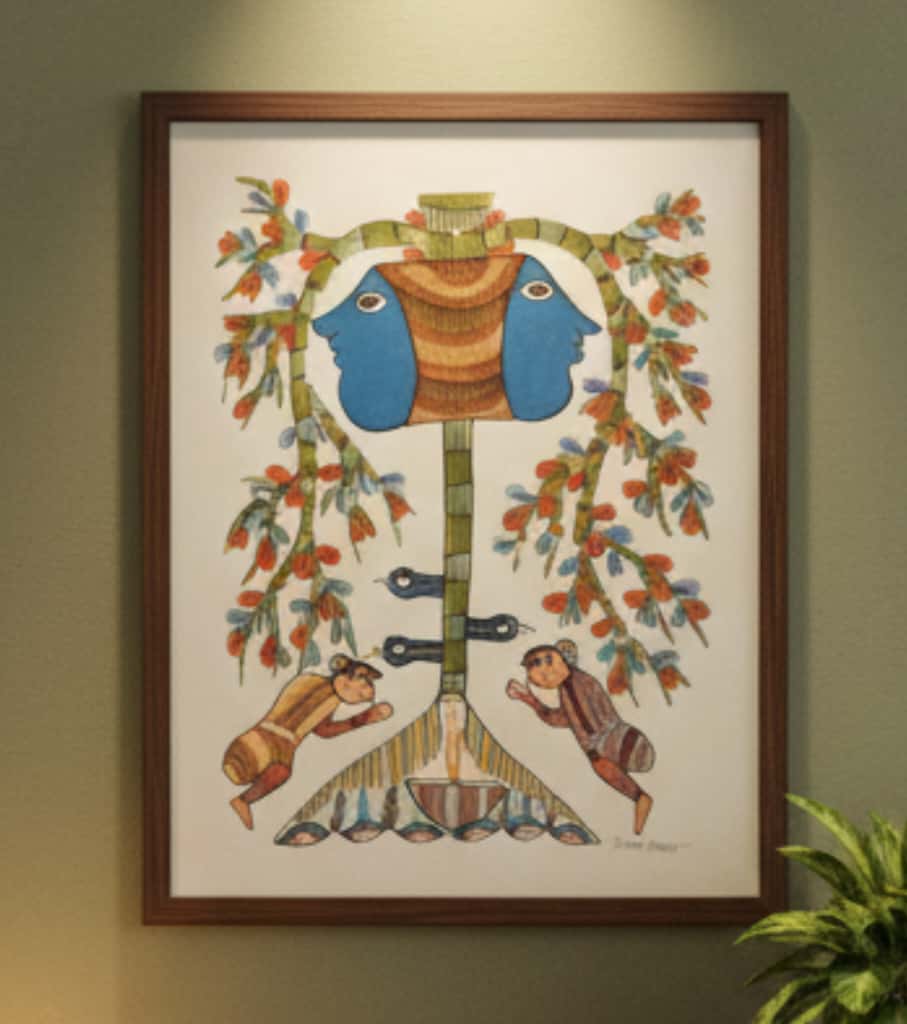 Authentic Gond Painting – Pot of Plenty & Harvest Motif Tribal Art (11 × 15 Inch)