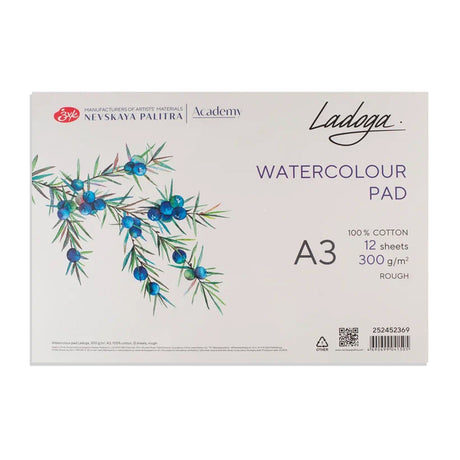 Ladoga Rough Watercolour Paper Pad 300 GSM | 100% Cotton | 12 Sheets - Retail Maharaj