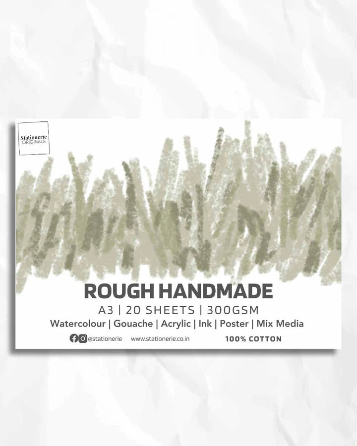 Retail Maharaj Rough Handmade Watercolour Paper Pad A3 300 GSM 20 Sheets - Retail Maharaj