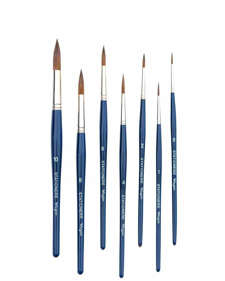 Stationerie Round Brush Set of 7 Kolinsky Synthetic - Retail Maharaj