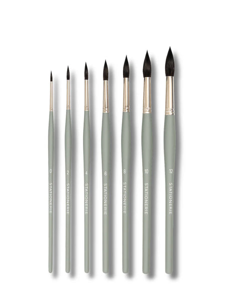 Stationerie Round Brush Set of 7 Squirrel Synthetic - Retail Maharaj