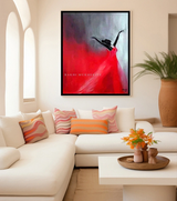 Red Reverie Original Mixed Media Canvas Painting by Rakhi Mukherjee (14 × 18 Inch)