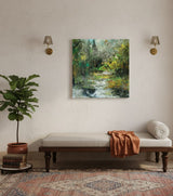 Premium Original Landscape Art – Riverbend Solitude by Vikram Kumar Mukherjee (14"x14" Acrylic Impasto Painting)