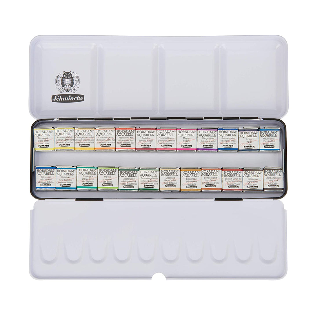 Schmincke Horadam Aquarell Professional Watercolour Pan Sets in Metal Case - Retail Maharaj