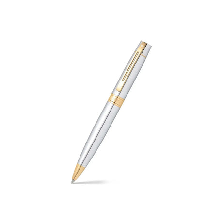 Sheaffer 300 Bright Chrome Ballpoint Pen with Desk Table Clock Gift Set - Retail Maharaj