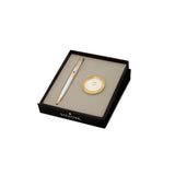 Sheaffer 300 Series Ballpoint Pen and Table Clock Gift Set Bright Chrome - Retail Maharaj