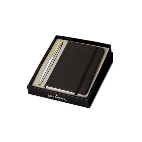 Sheaffer VFM 9422 Polished Chrome Gold-Plated Trim Ball Pen with A6 Notebook - Retail Maharaj