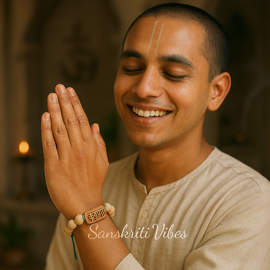 Krishna Naam Bead Tulsi Bracelet – Simplicity with Calm for Divine Blessings - Retail Maharaj
