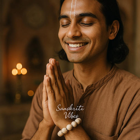 Original Tulsi Wood Hand Bracelet from Vrindavan – Sacred Spiritual Bracelet for Devotees - Retail Maharaj
