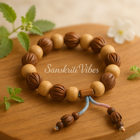 Lotus Beads Tulsi Bracelet in Adjustable Pattern – Classic Spiritual Bracelet for Devotees - Retail Maharaj