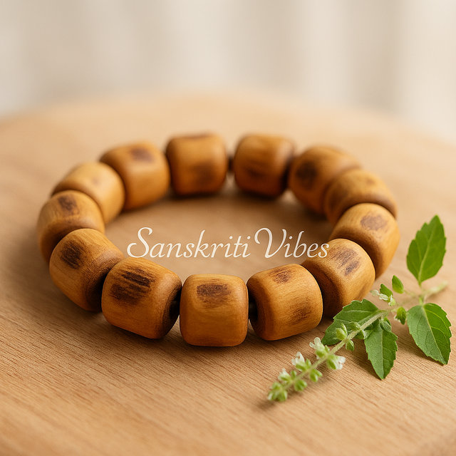 Traditional Pure Tulsi Thick Big Beads Handmade Bracelet – Spiritual and Sacred Bracelet for Devotees - Retail Maharaj